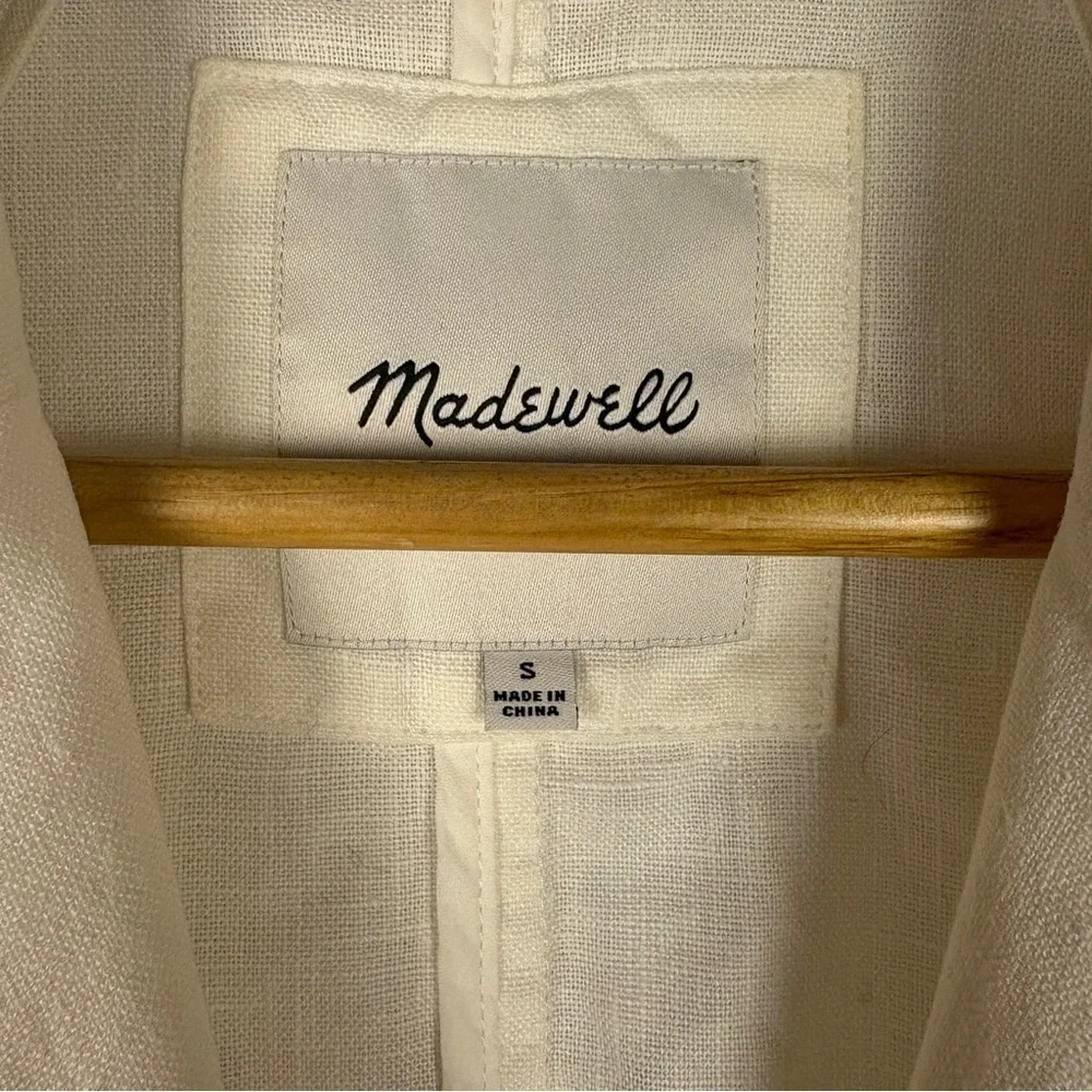 Madewell White 100% Linen Blazer Relaxed Boyfriend Style